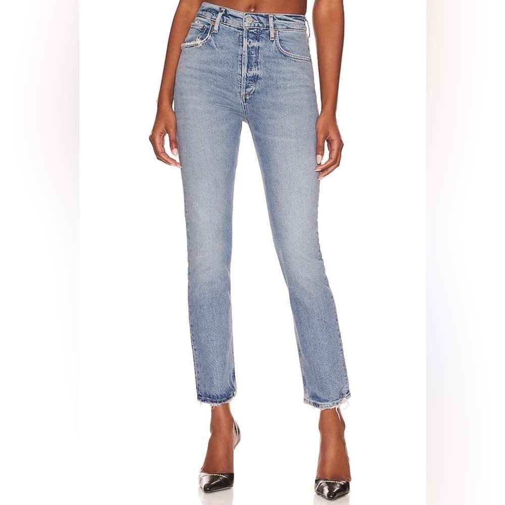 Agolde Riley Long Straight Jeans in Cove Size 28 B2768 - Picture 2 of 9